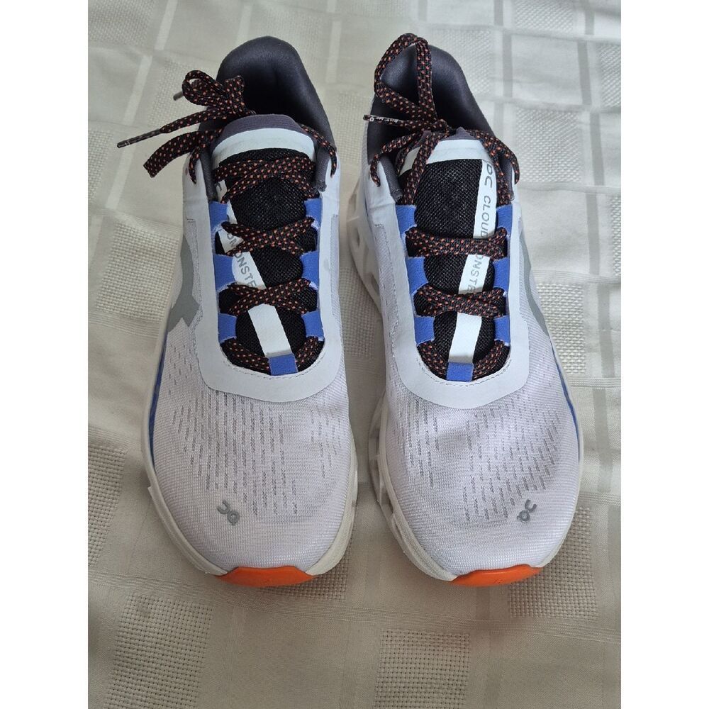 On Running Men's Cloudmonster Sneakers in White, Blue, Black, and Orange